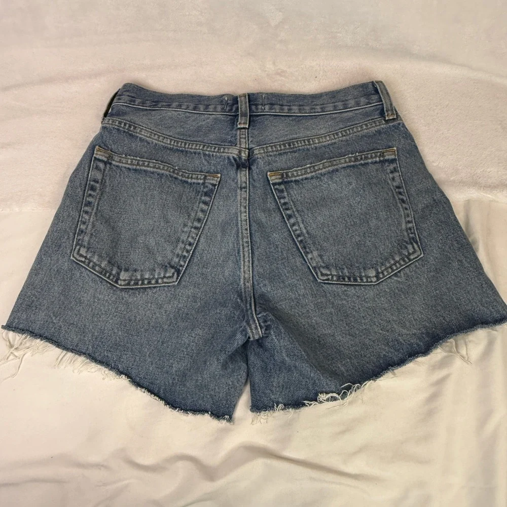 AGOLDE Parker Long Shorts 25 Light Wash Raw Hem Organic Cotton 4